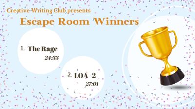 Creative Writing Club presents the Escape Room winners!  The Rage at 24:33 and LOA minus 2 at 27:01