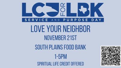 November Service  Purpose Day is with the South Plains Food Bank in support of Hunger Awareness Month. We will be volunteering on Thursday, November 21st We hope to see you there

