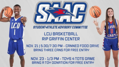 Come out and support mens and womens basketball tonight and bring your canned foods Bring at least 3 cans and get in free Cans will be collected at the entrance of the RIP and donated to Greenlawn Church of Christ. This Sunday, November 23rd, come to the mens and womens basketball games and donate a toy for free entry. Toys will also be collected at the entrance of the RIP. 