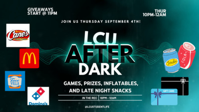 LCU After Dark LCU After Dark will be Thursday Night in the Rec from 10pm12am