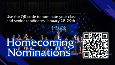 Homecoming Nominations Use the QR to nominate your 2026 homecoming court Nominations close on January 29th at 1159pm