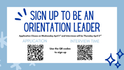 GO 2026 Orientation Leader Applications are open.  If you enjoy welcoming new students and meeting new people, this is the job for you  Interviews will be on Thursday, April 2nd in the Student Life Conference Room.  Scan the GO 2026 Application QR code to fill out an application and Pick Time QR Code to sign up for an interview time.  If you have any questions, feel free to contact Josh Stephens at josh.stephenslcu.edu.
